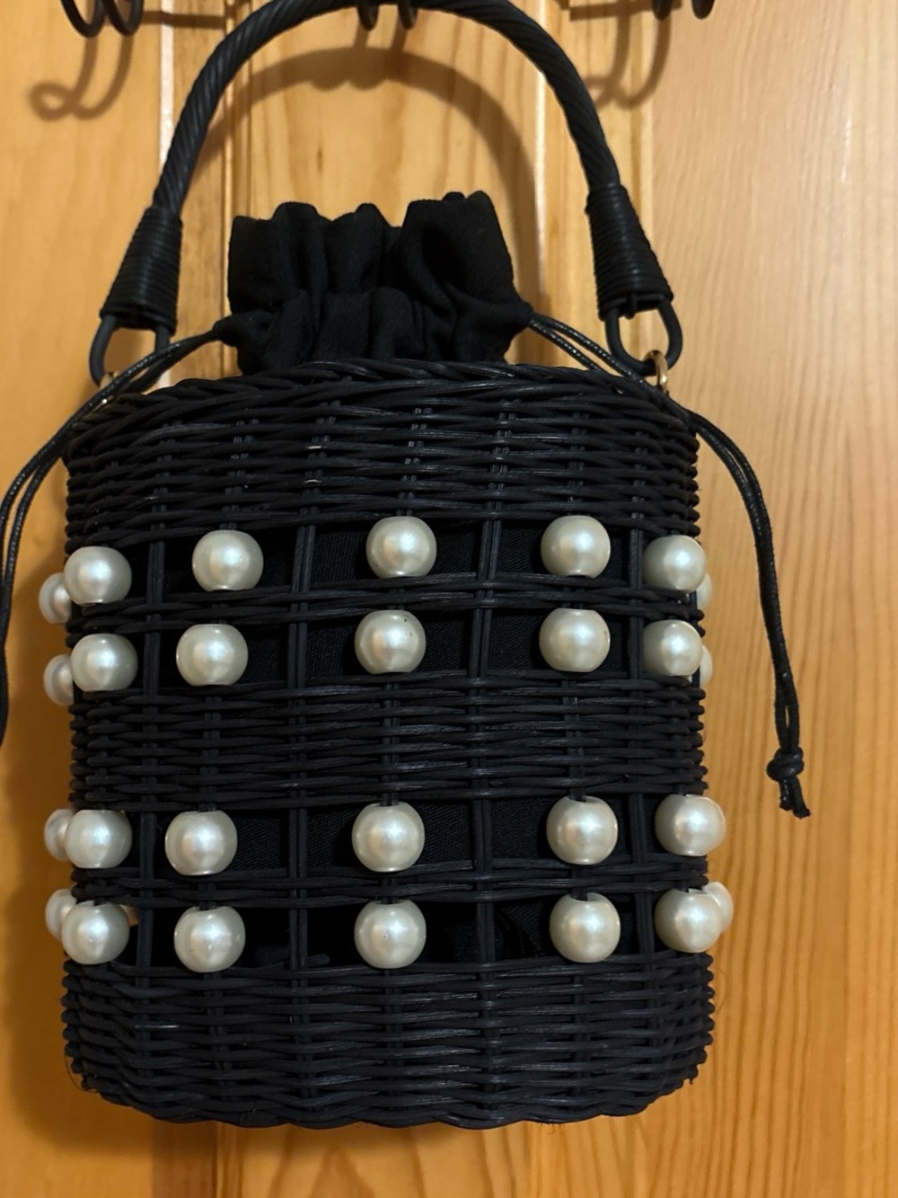 Kate Spade x Target Black Pearl-Embellished Woven Mini Bucket Bag